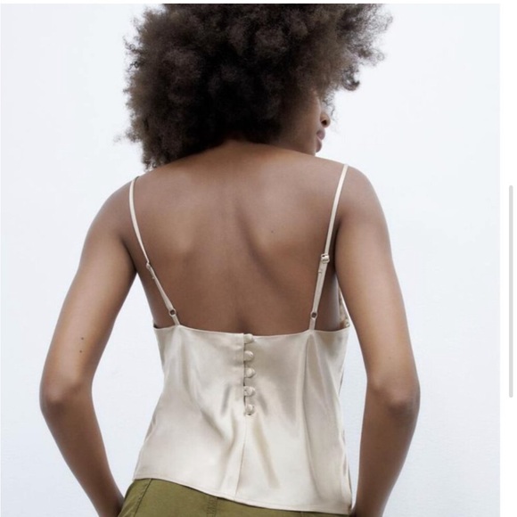 NWT Zara Gold Silky Drape Front Tank - Size M - Picture 6 of 11